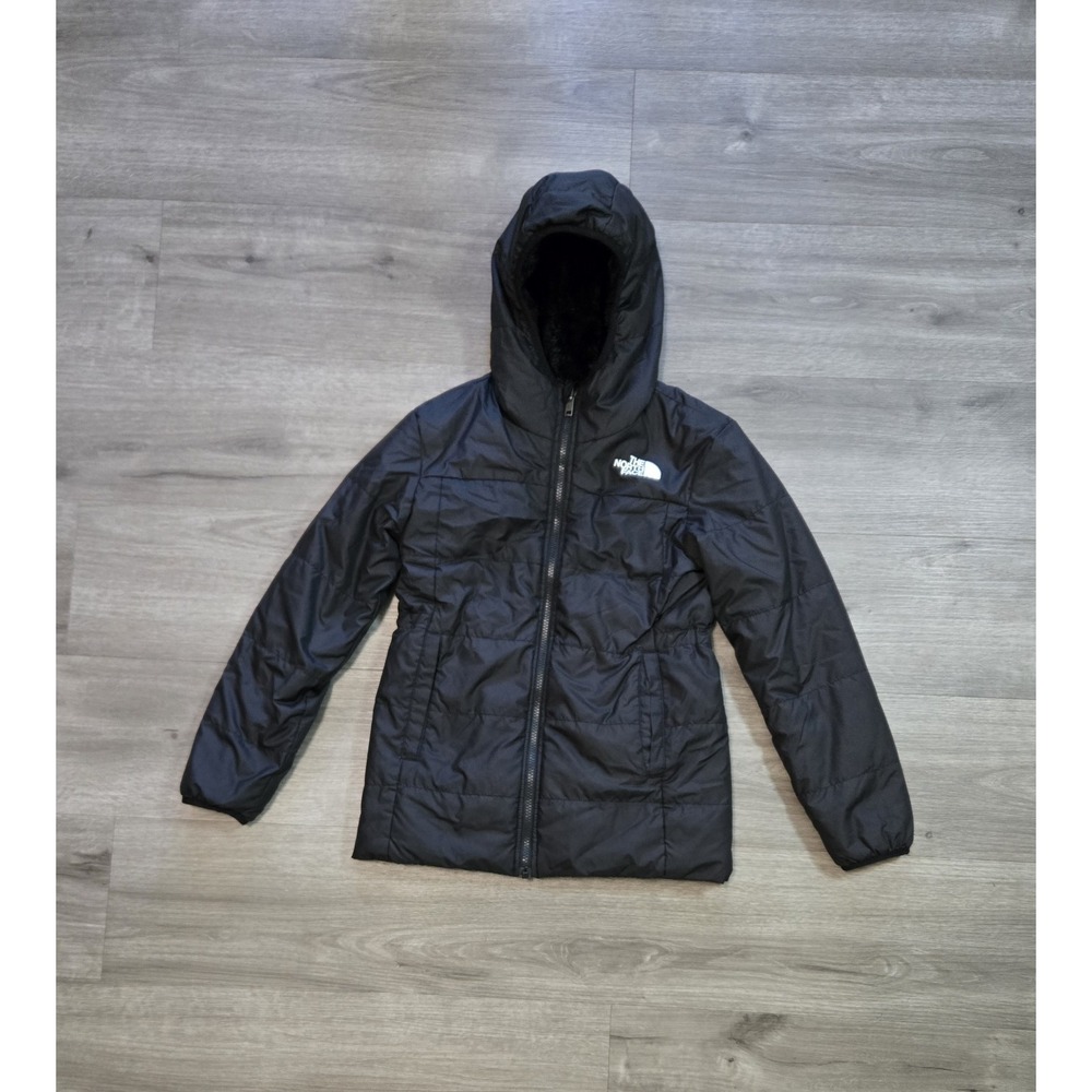 The North Face Girls Black Mossbud Swirl Reversible Jacket Size Medium 10 EUC